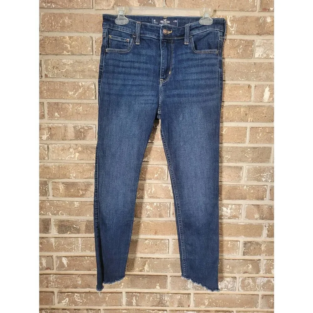 Hollister Hi-Rise Super Skinny Distressed Slanted Hem Jeans, Women's 8R/29